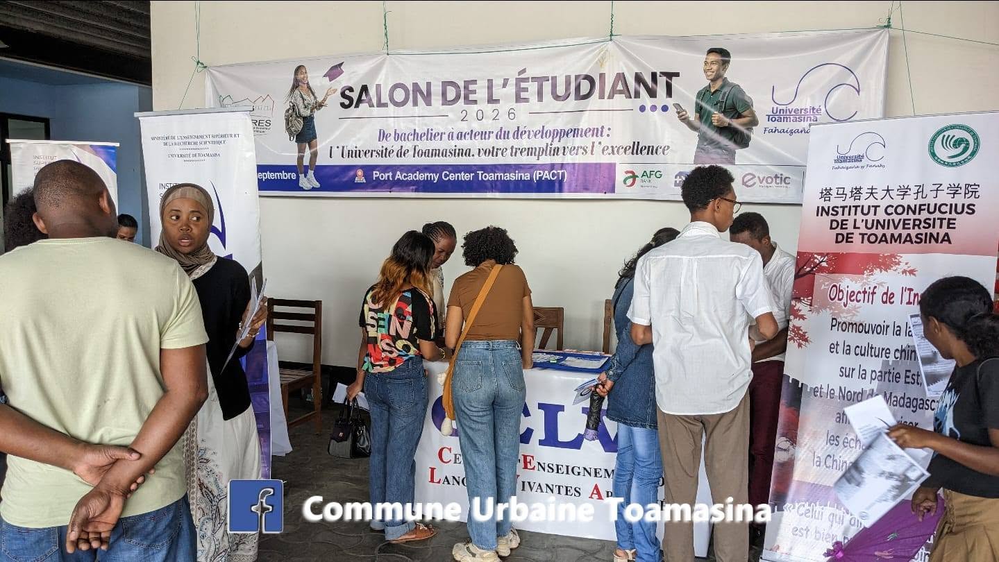 Fanokafana amin'ny fomba ofisialy ny Salon de l' étudiant 2026 izy karakarain'ny Université Toamasina eto amin'ny Port Academy Center Toamasina (PACT), 